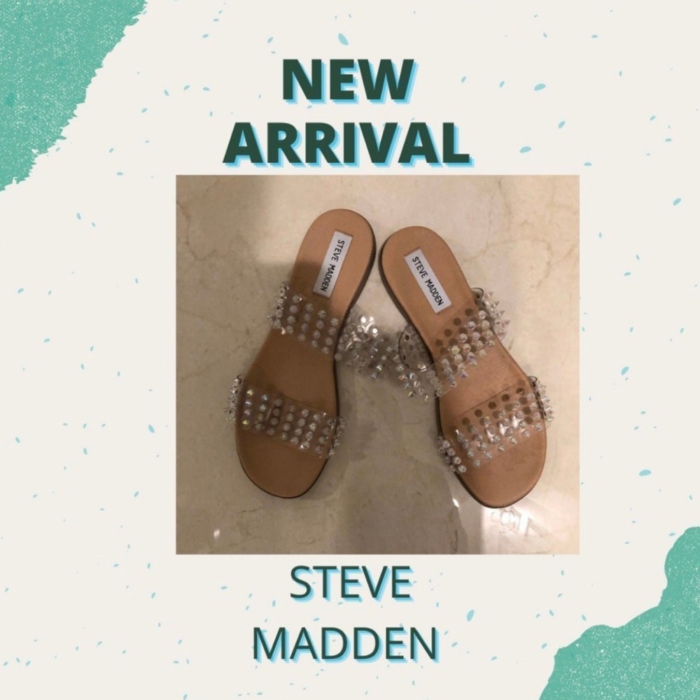 Steve Madden Clear Studded Slides